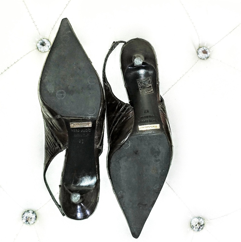 Dolce Gabbana croc  pointed toe kitten heels - Picture 3 of 7